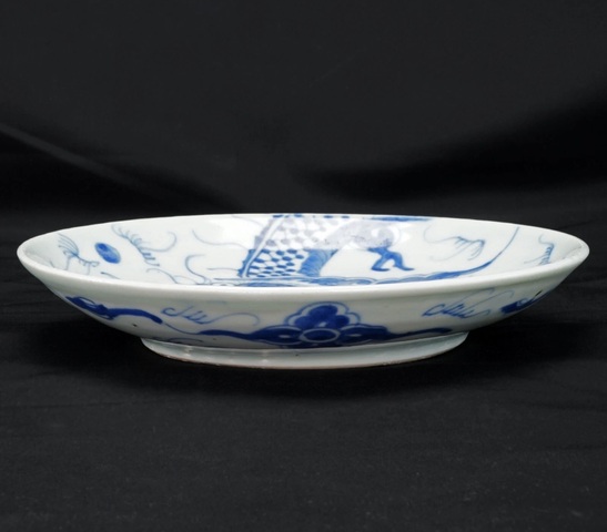 古玩陶瓷青花過去墻龍紋盤真品鑒賞圖