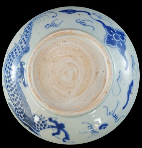古玩陶瓷青花過去墻龍紋盤真品鑒賞圖