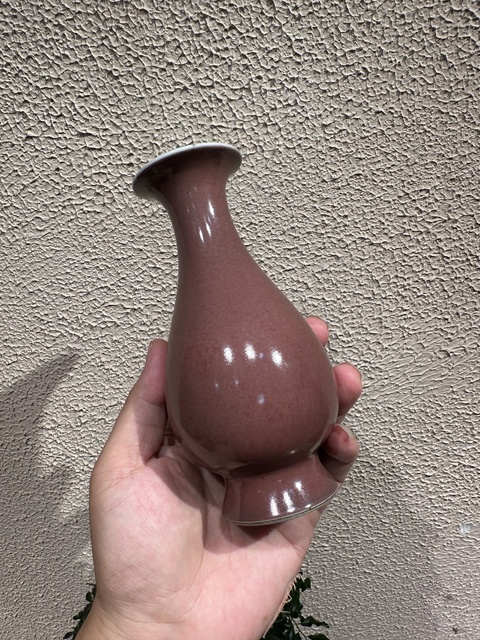 古玩陶瓷清晚期豇豆紅玉壺春瓶拍賣,當前價格16000元
