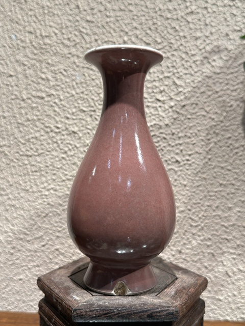 古玩陶瓷清晚期豇豆紅玉壺春瓶拍賣,當前價格16000元