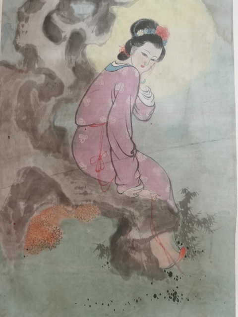 古玩字畫故宮博物院專職畫家國畫大師黃均弟子董可玉月夜拍賣，當前價格3000元