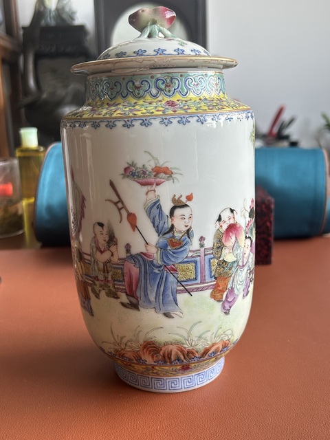 古玩陶瓷粉彩人物故事壯罐真品鑒賞圖