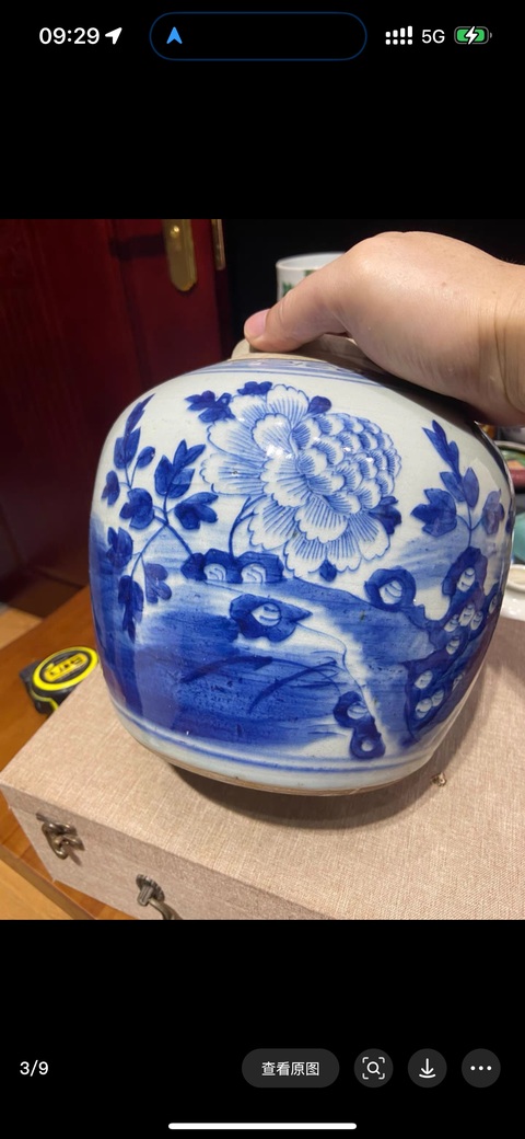 古玩陶瓷牡丹紋青花罐真品鑒賞圖