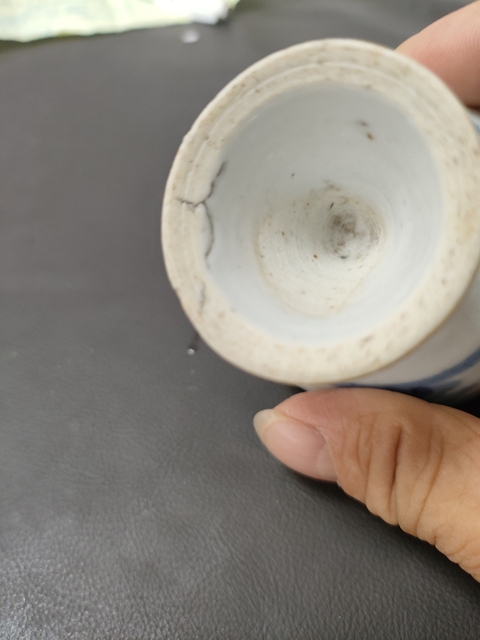 古玩陶瓷青花山水紋瓷豆真品鑒賞圖