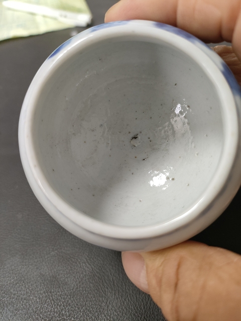 古玩陶瓷青花山水紋瓷豆真品鑒賞圖