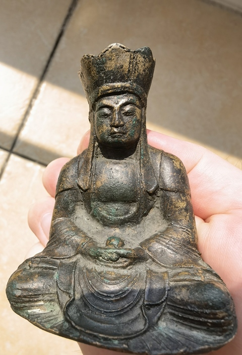 古玩銅器地藏菩薩真品鑒賞圖