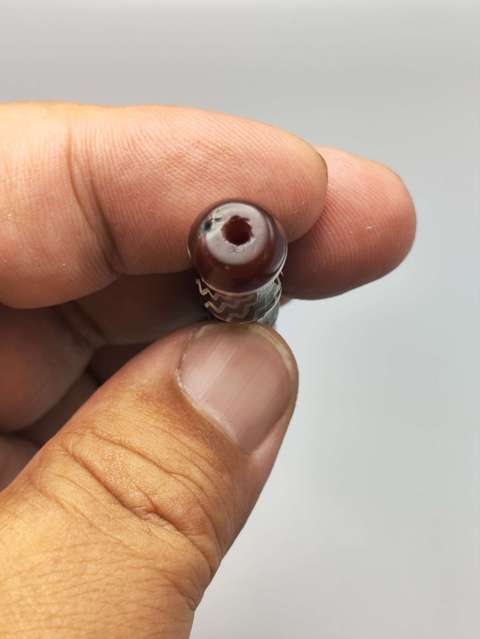 古玩玉器仿鑲蝕紅玉髓管珠真品鑒賞圖