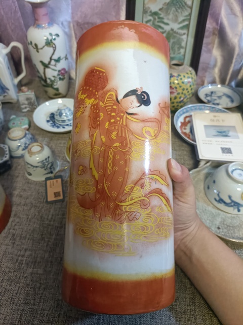 古玩陶瓷粉彩天女散花帽筒拍賣,當前價格4888元
