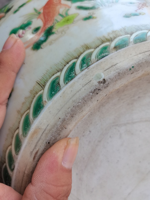 古玩陶瓷連年有余蓮池游禽滿池嬌粉彩缸真品鑒賞圖