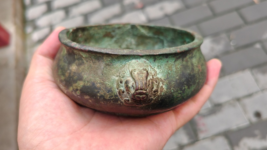 古玩銅器清代天雞耳爐真品鑒賞圖