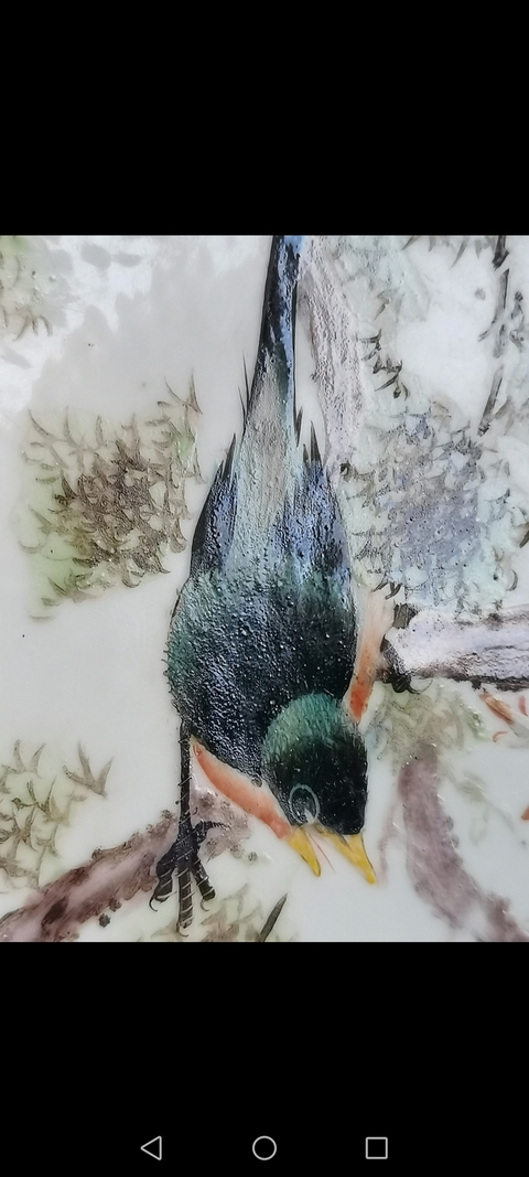 古玩陶瓷新粉彩花鳥紋凈手盆真品鑒賞圖