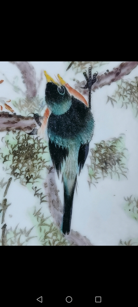 古玩陶瓷新粉彩花鳥紋凈手盆真品鑒賞圖