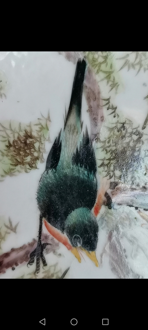 古玩陶瓷新粉彩花鳥紋凈手盆真品鑒賞圖