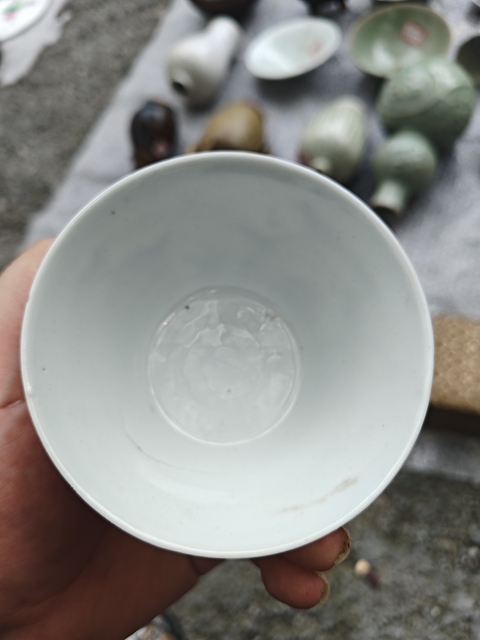 古玩陶瓷青花歲寒三友仰鐘杯真品鑒賞圖