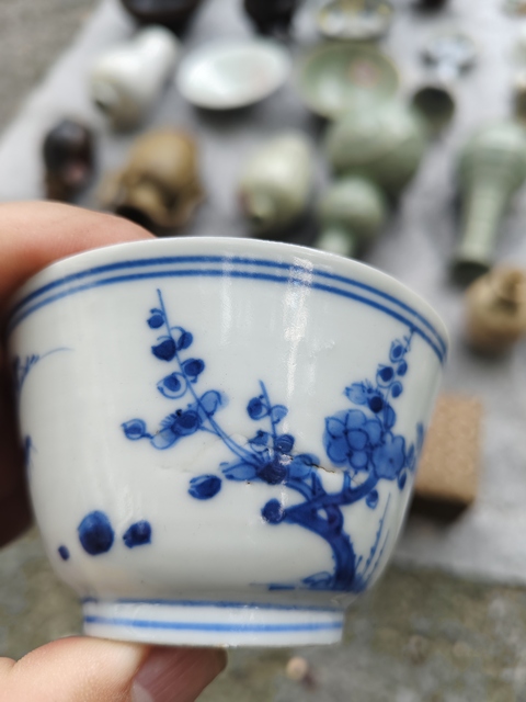 古玩陶瓷青花歲寒三友仰鐘杯真品鑒賞圖