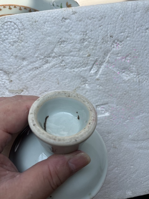 古玩陶瓷粉彩桃花仕女圖高足盤真品鑒賞圖