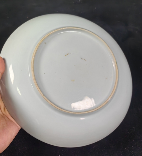 古玩陶瓷五彩花卉紋臥盤真品鑒賞圖