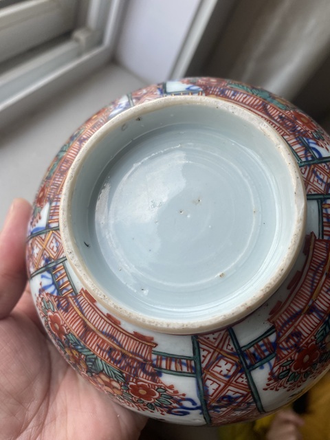 古玩陶瓷青花五彩花卉紋墩式碗真品鑒賞圖