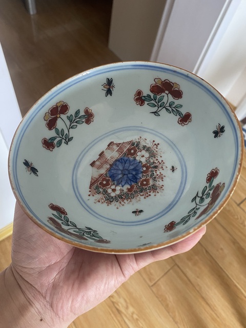 古玩陶瓷青花五彩花卉紋墩式碗真品鑒賞圖