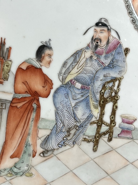 古玩陶瓷粉彩人物故事紋瓷板真品鑒賞圖