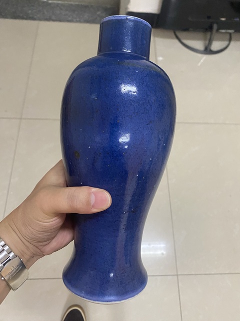 古玩陶瓷灑藍釉雞腿瓶真品鑒賞圖