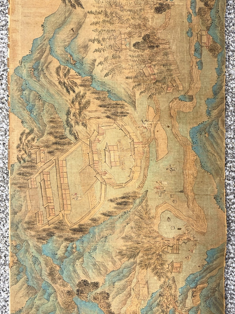 古玩字畫文徵明款山水長卷真品鑒賞圖