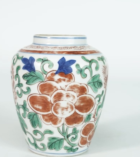 古玩陶瓷青花加彩罐真品鑒賞圖
