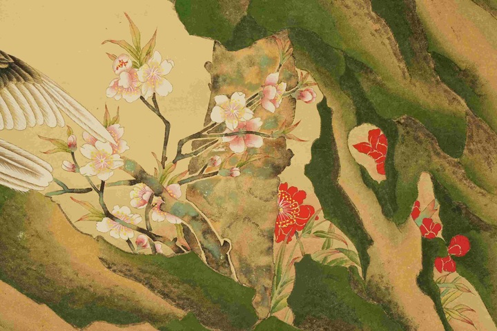 古玩字畫陳之佛款工筆重彩花鳥立軸真品鑒賞圖