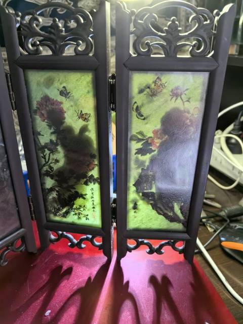 古玩玉器和田玉鑲“案屏”真品鑒賞圖