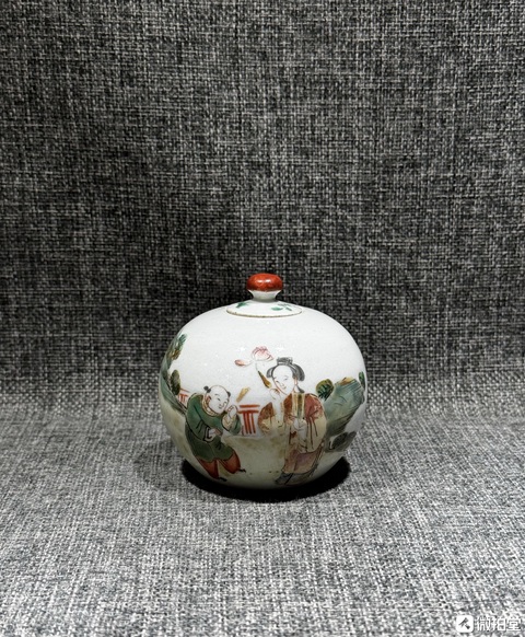 古玩陶瓷粉彩人物蓋罐真品鑒賞圖
