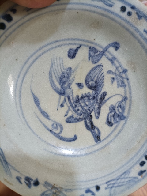 古玩陶瓷青花麒麟望月圖折沿盤拍賣，當(dāng)前價格700元