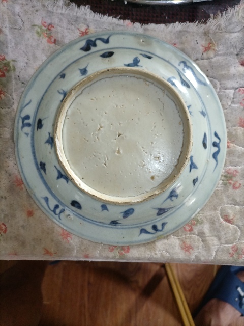 古玩陶瓷青花麒麟望月圖折沿盤拍賣，當(dāng)前價格700元