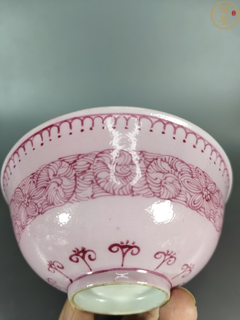 古玩陶瓷胭脂紅釉胭脂紅彩碗真品鑒賞圖