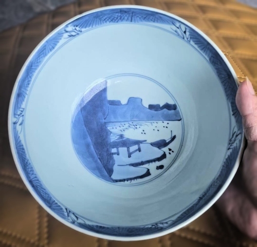 古玩陶瓷青花八仙人物蓮子碗真品鑒賞圖