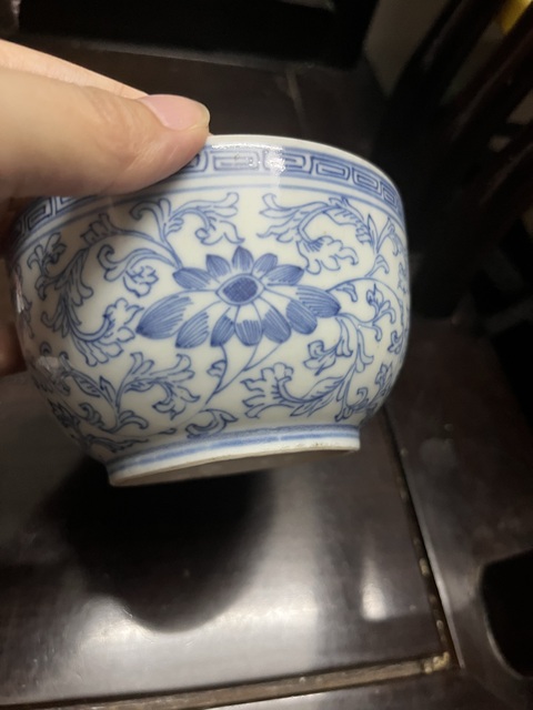 古玩陶瓷清嘉慶花卉紋青花缸拍賣,當前價格999元