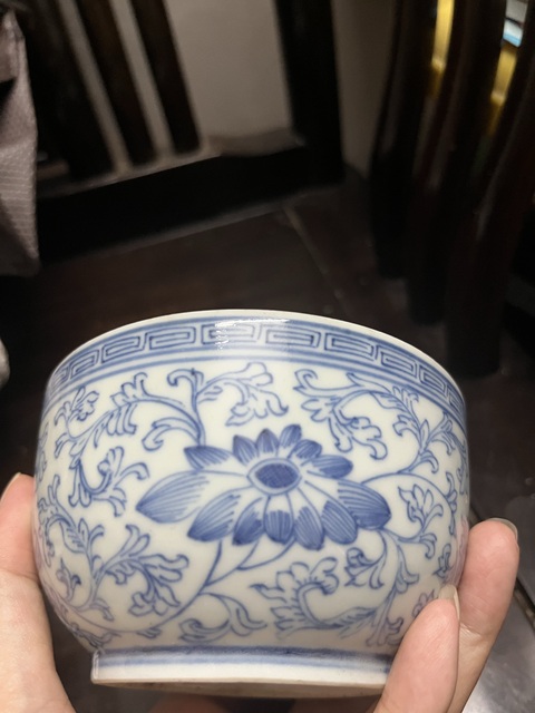 古玩陶瓷清嘉慶花卉紋青花缸拍賣,當前價格999元