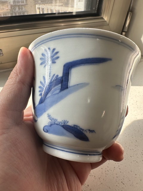 古玩陶瓷日本江戶人物故事紋仰鐘杯真品鑒賞圖