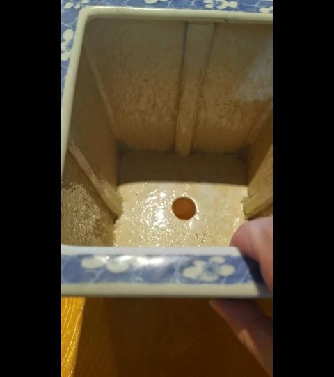 古玩陶瓷青花夔龍紋四方花盆真品鑒賞圖