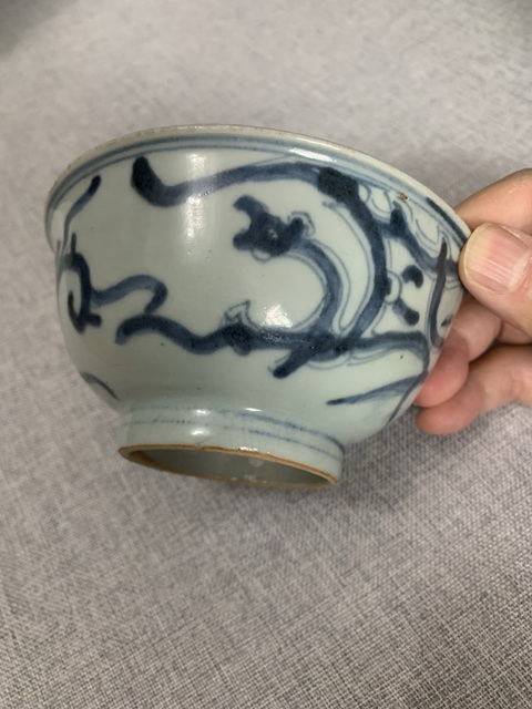 古玩陶瓷清雍正 青花夔龍紋茶碗拍賣,當前價格2200元