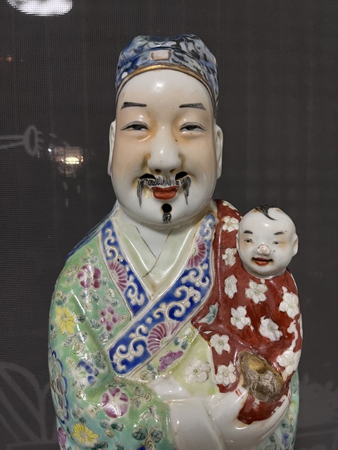 古玩陶瓷朱茂記粉彩祿星瓷雕像拍賣，當前價格4999元