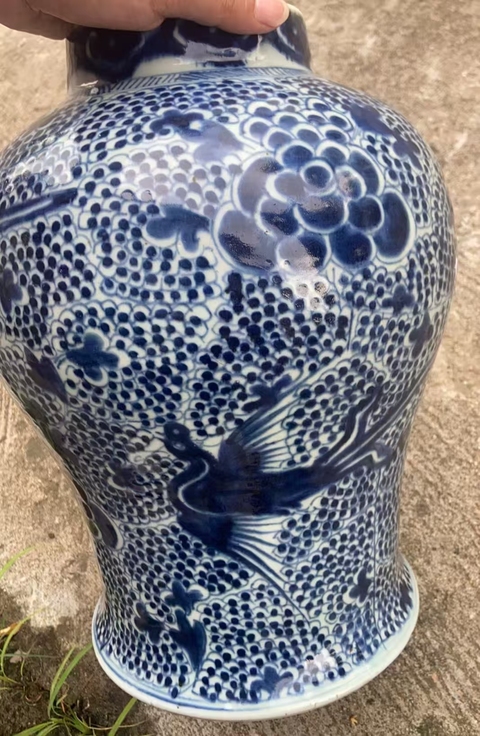 古玩陶瓷青花鳳紋將軍罐真品鑒賞圖