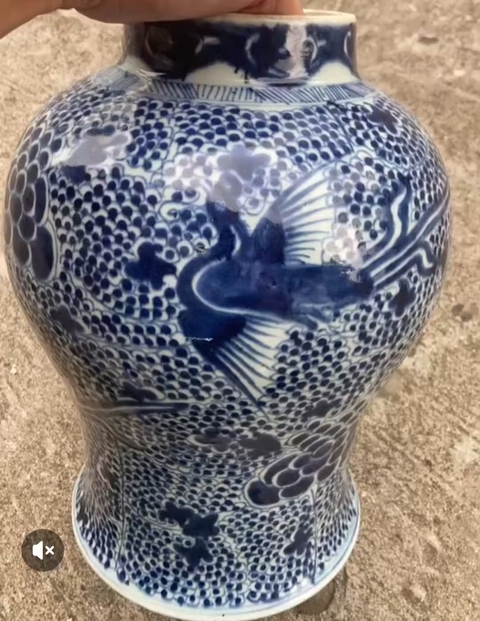 古玩陶瓷青花鳳紋將軍罐真品鑒賞圖