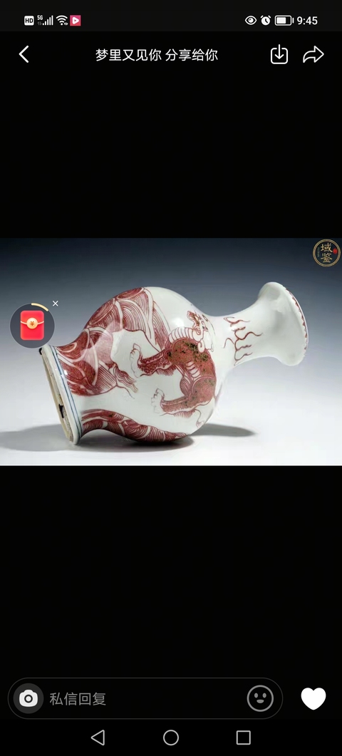 古玩陶瓷青花釉里紅瑞獸紋洗口瓶真品鑒賞圖