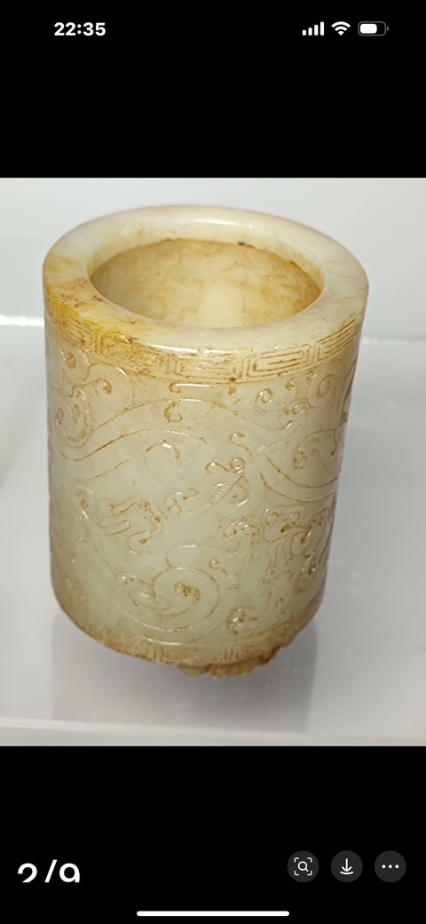 古玩玉器仿古做舊玉筆筒真品鑒賞圖