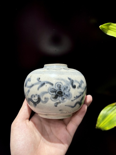 古玩陶瓷青花花卉紋水盂真品鑒賞圖