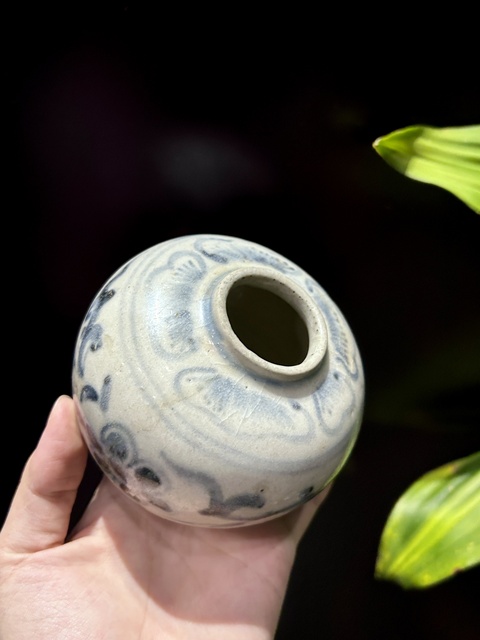 古玩陶瓷青花花卉紋水盂真品鑒賞圖