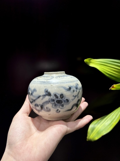 古玩陶瓷青花花卉紋水盂真品鑒賞圖