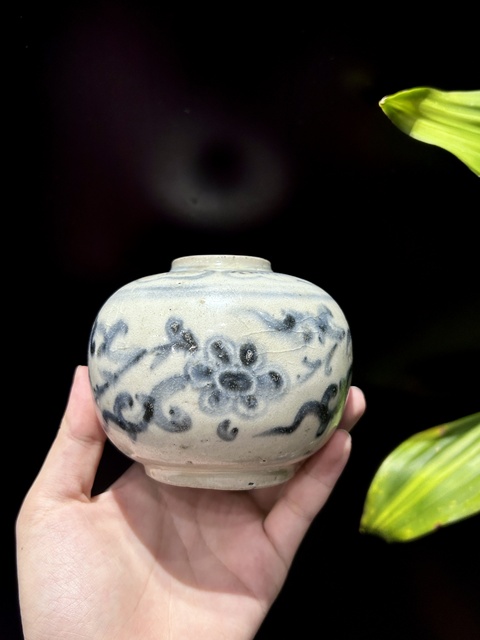 古玩陶瓷青花花卉紋水盂真品鑒賞圖