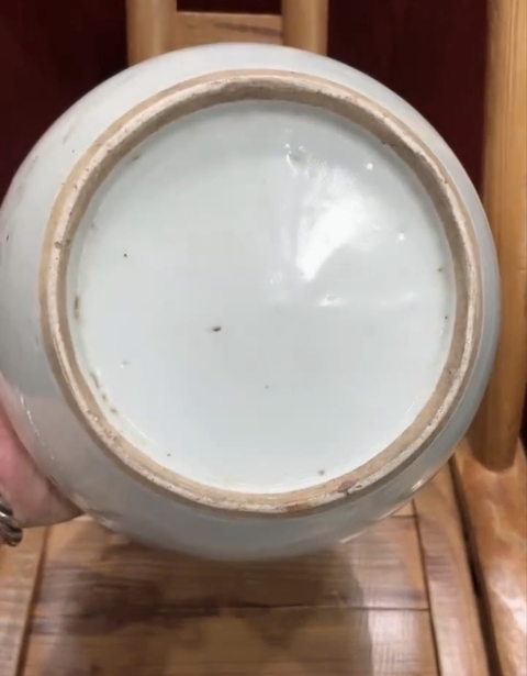 古玩陶瓷墨彩刷花紋粥罐真品鑒賞圖