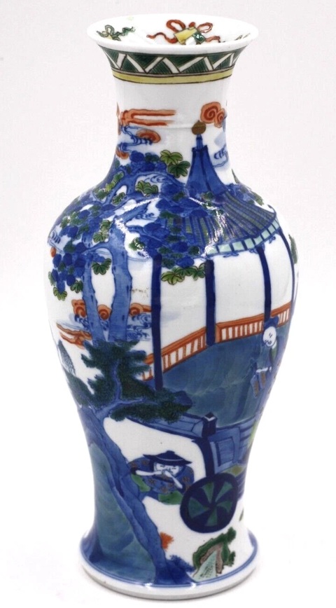 古玩陶瓷青花加彩瓶真品鑒賞圖